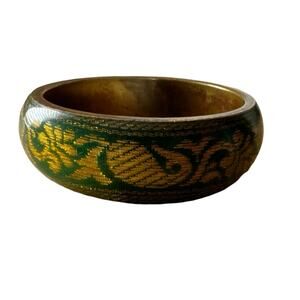 Green and Gold Whale Tropical Bangle Bracelet